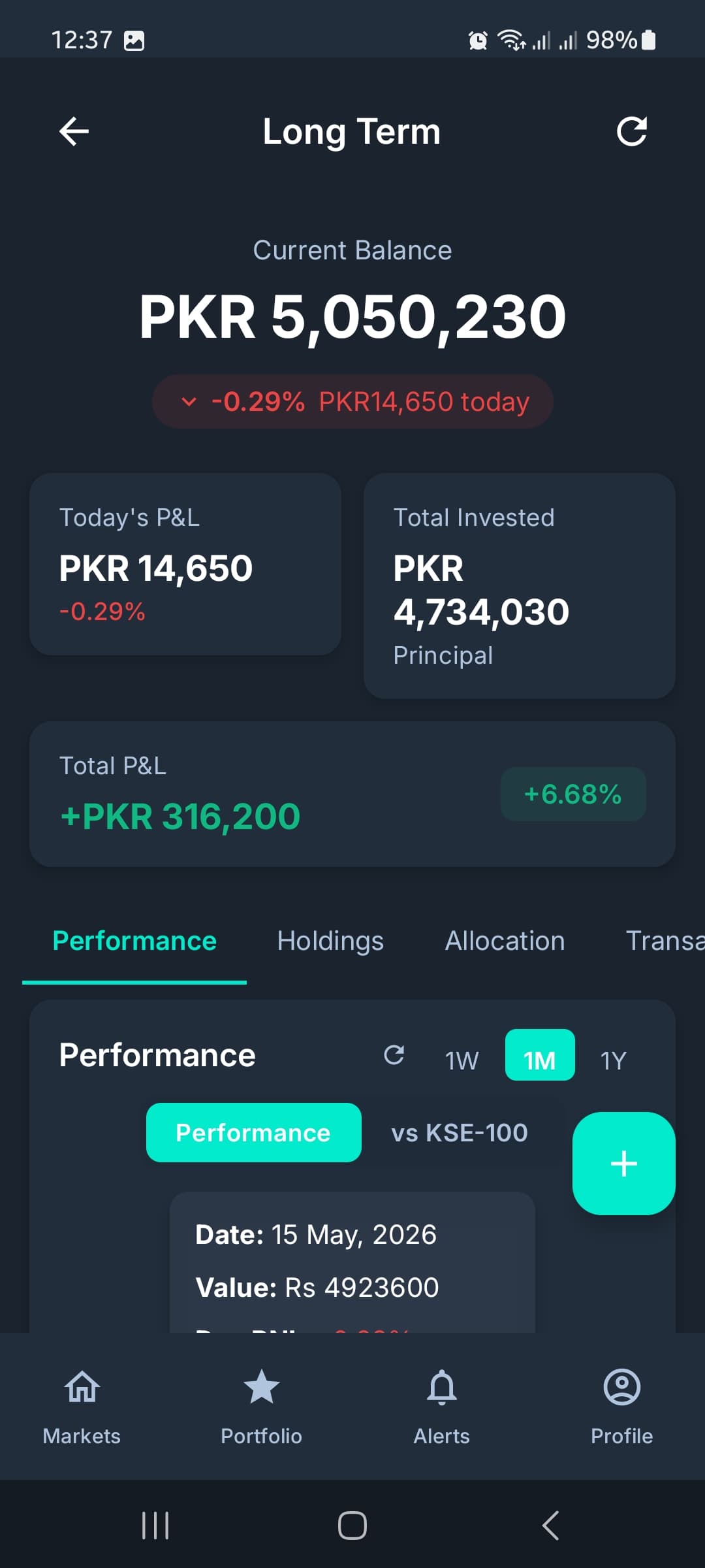 PakInvest portfolio screen